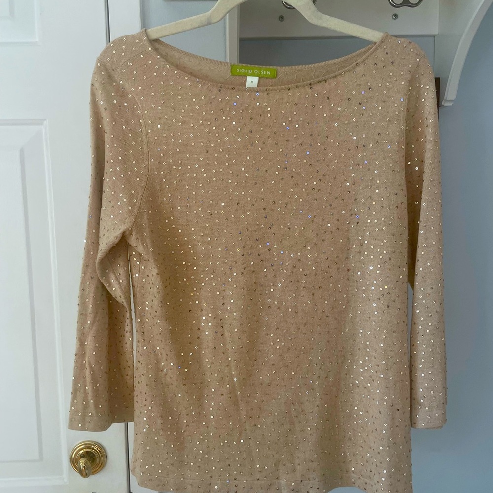 Sigrid Olsen Women’s Sparkly Camel Color Silk & M… - image 1